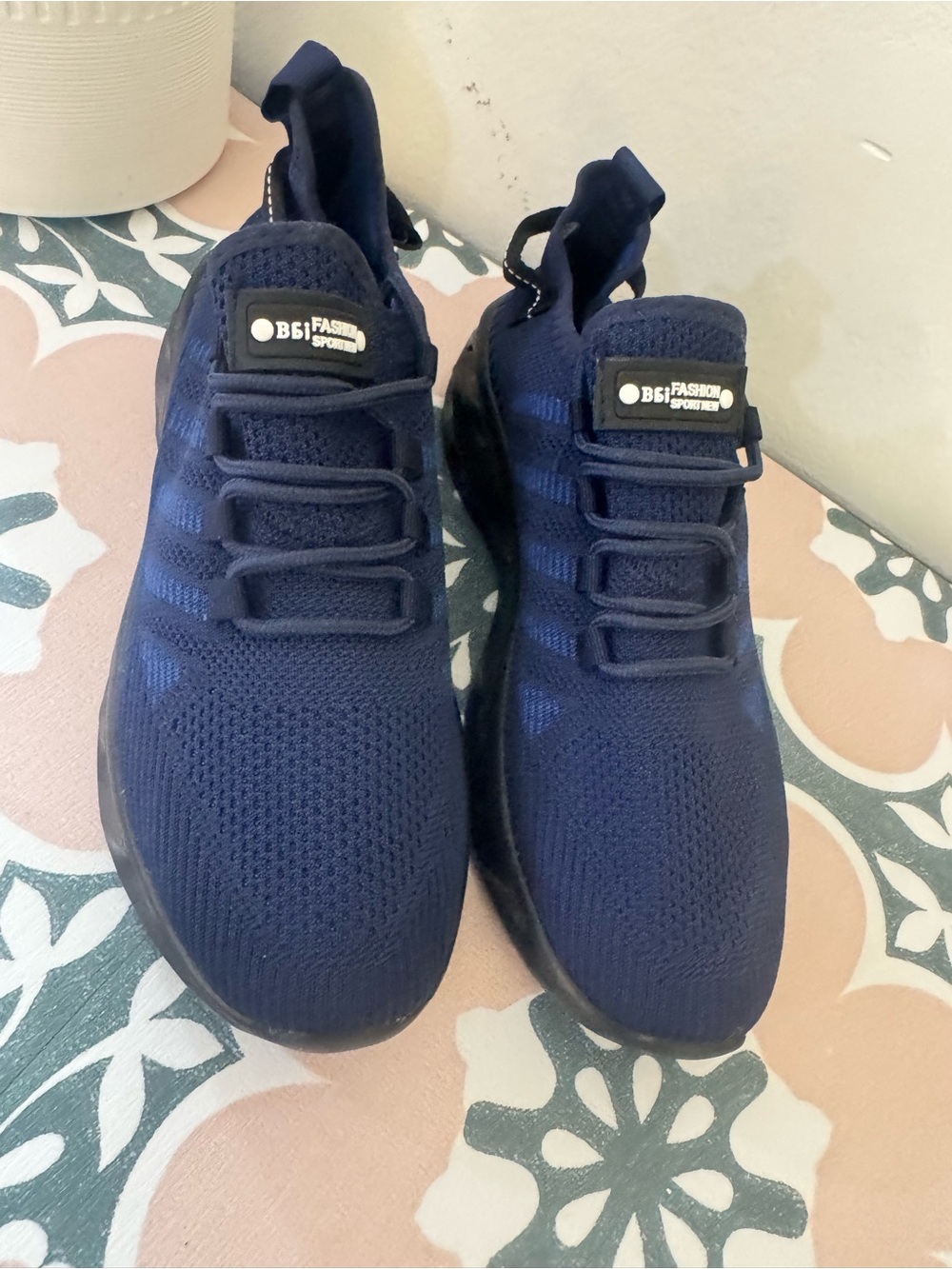 Men's Navy Knit Slip-On Sneakers